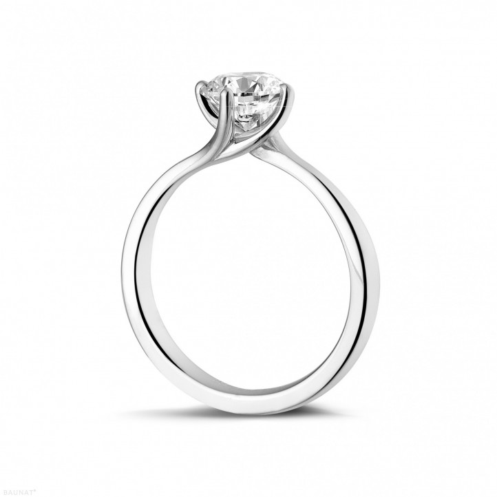 1.00 quilates anillo solitario de oro blanco con diamante redondo de calidad excepcional (D-IF-EX-None fluorescencia-GIA certificado)