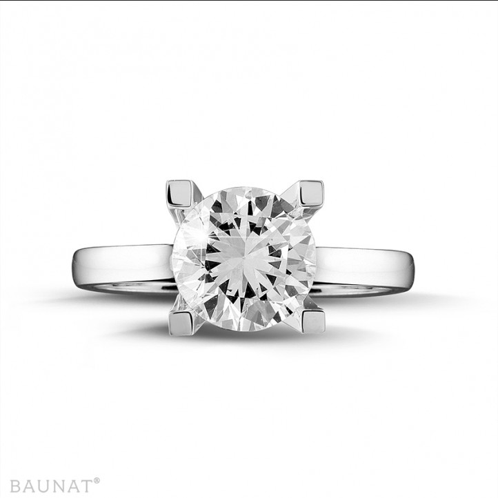 2.50 quilates anillo solitario diamante de oro blanco