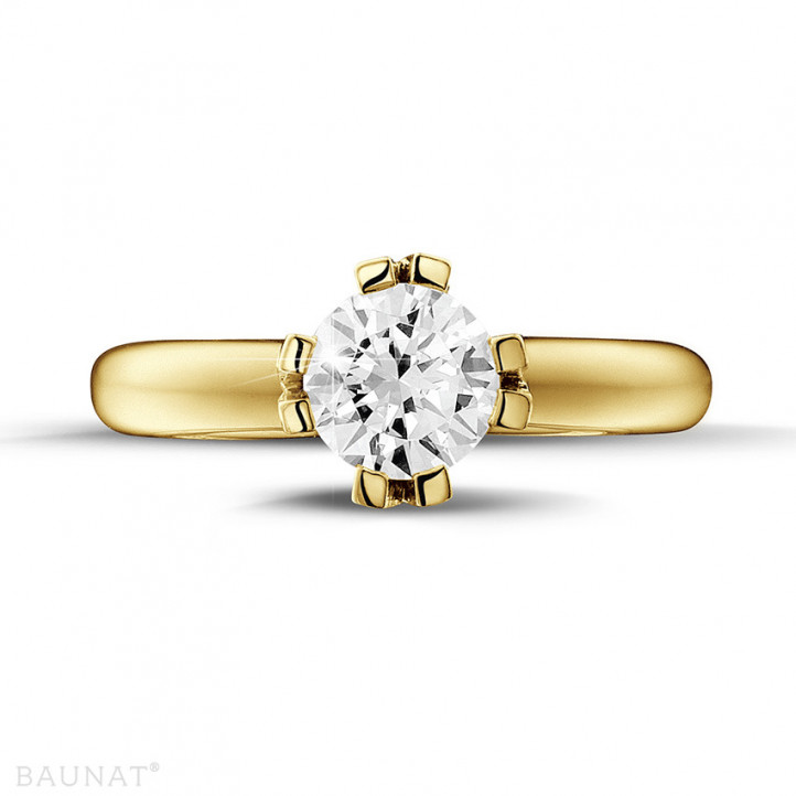 1.25 quilates anillo solitario diamante diseño en oro amarillo con ocho garras