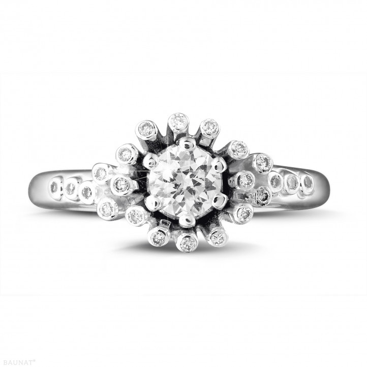 0.50 quilates anillo diamante diseño en oro blanco