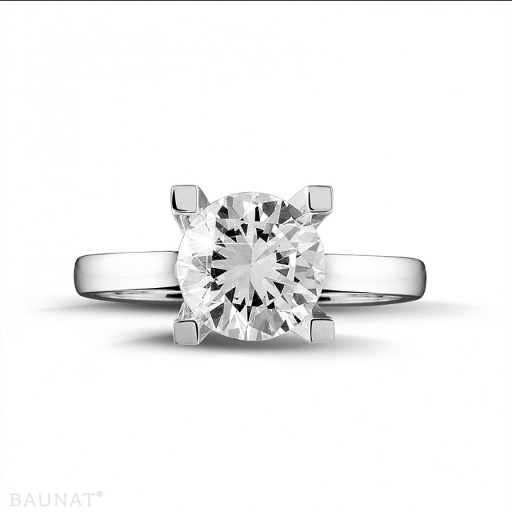 2.50 quilates anillo solitario diamante de oro blanco