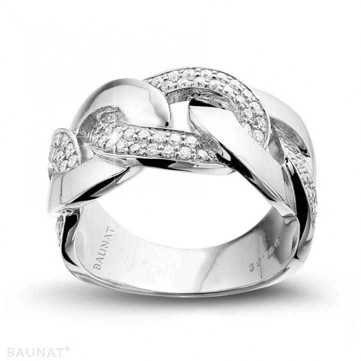 0.60 quilates anillo de cadena de diamantes fino en oro blanco