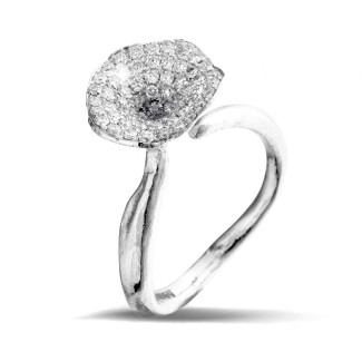 Anillo oro - 0.54 quilates anillo diamante diseño en oro blanco
