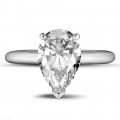 3.00 quilates anillo solitario en oro blanco con diamante en forma de pera