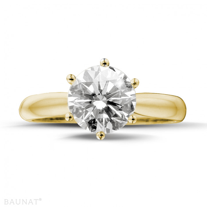 2.00 quilates anillo solitario diamante en oro amarillo