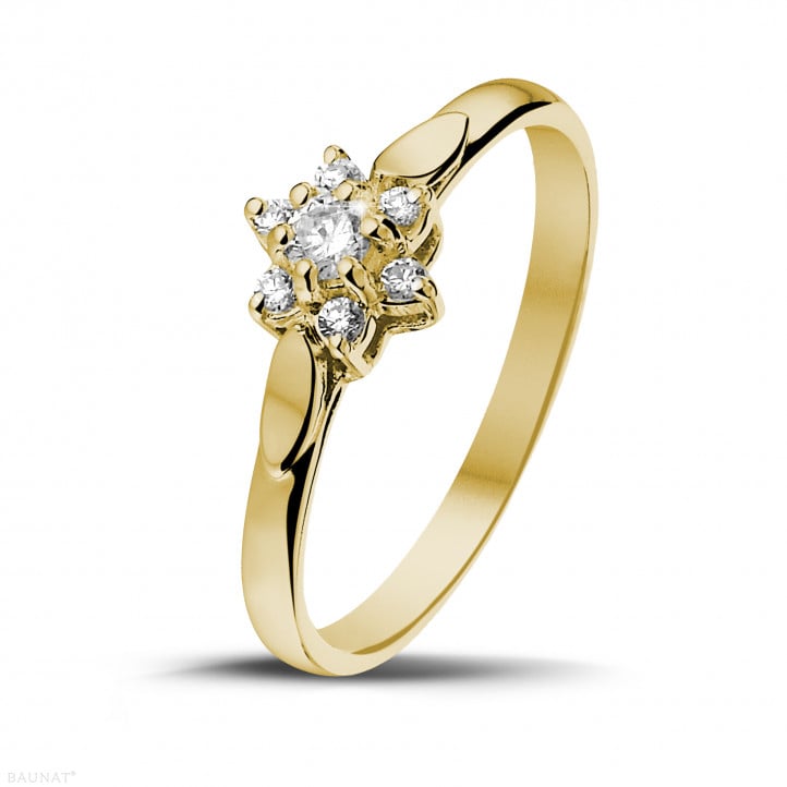 0.15 quilates anillo flor diamante en oro amarillo
