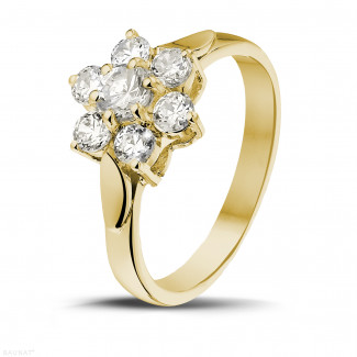 Compromiso - 1.00 quilates anillo flor diamante en oro amarillo
