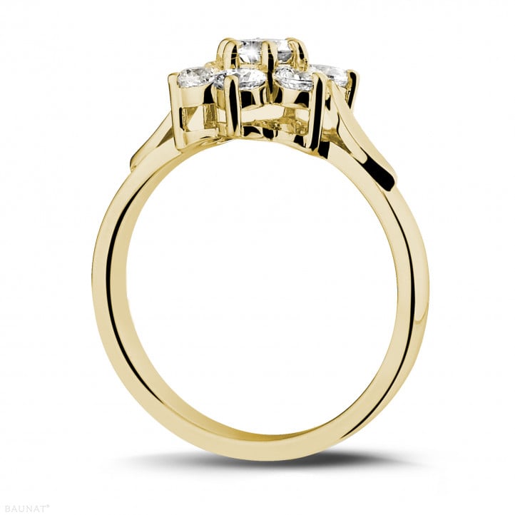 1.00 quilates anillo flor diamante en oro amarillo