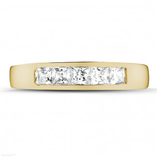 Joyas hombre - 0.75 quilates alianza en oro amarillo con diamantes talla princesa
