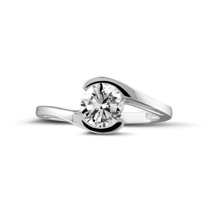 1.00 quilates anillo solitario diamante de oro blanco