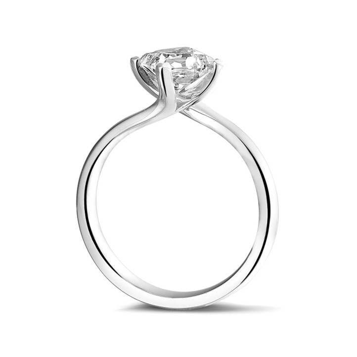 1.00 quilates anillo solitario en oro blanco con diamante talla princesa