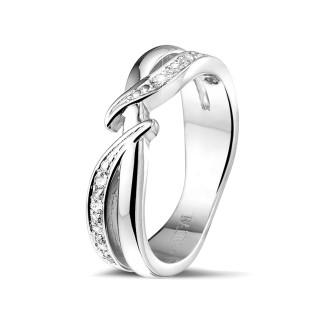 Alianza diamante - 0.11 quilates anillo diamante en oro blanco