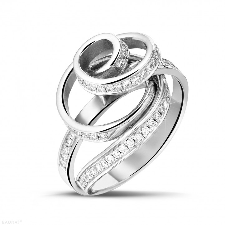 0.85 quilates anillo diamante diseño en oro blanco