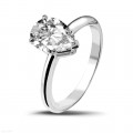 2.00 quilates anillo solitario en platino con diamante en forma de pera