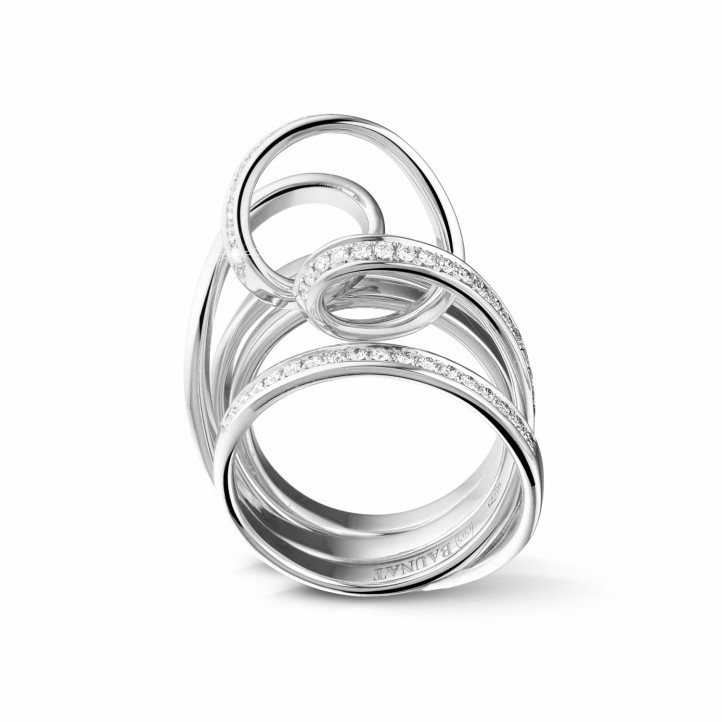Vente exclusive du stock BAUNAT (Aucun retour sous 30 jours possible) - 0.77 carat bague design en or blanc et diamants (Disponible en taille 55)