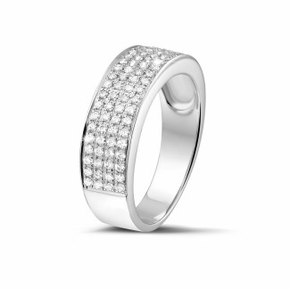 Bague de mariage avec brillant - 0.64 carat alliance large en platine et diamants