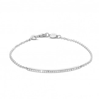 Bracelet - 0.25 carat bracelet fin en or blanc avec diamants