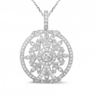 Colliers - 0.90 carat pendentif champ de fleurs en platine avec diamants