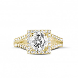 1.50 carats bague diamant solitaire en or jaune avec diamants sur les côtés