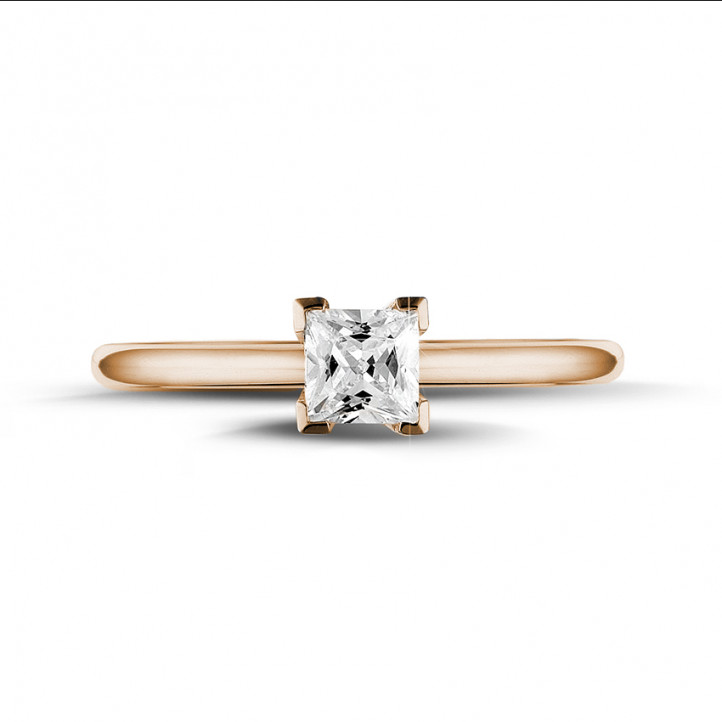 0.50 carat bague solitaire en or rouge avec diamant princesse