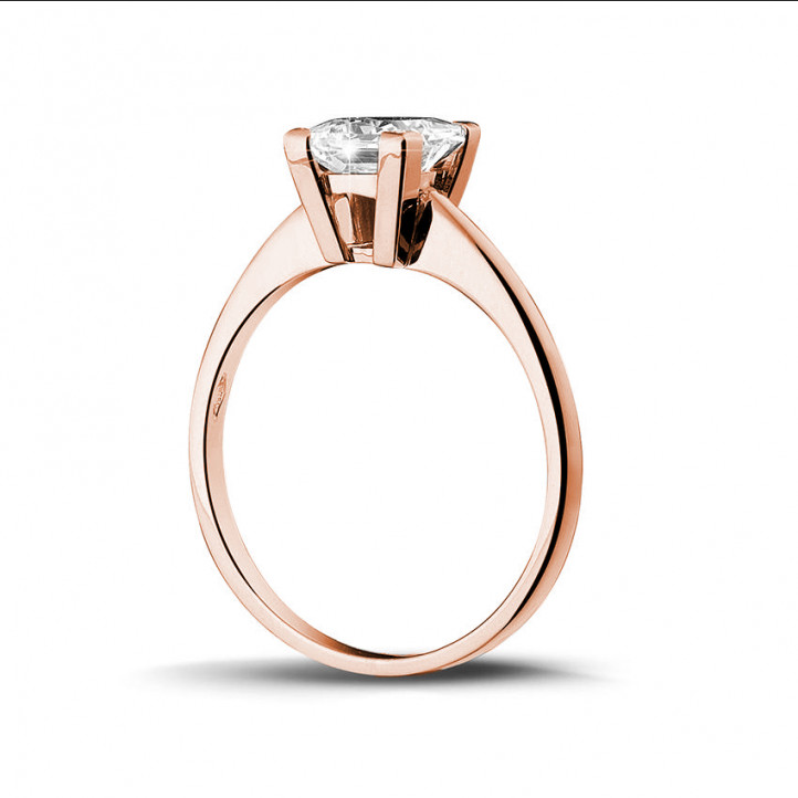 1.50 carat bague solitaire en or rouge avec diamant princesse