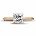 1.50 carat bague solitaire en or rouge avec diamant princesse