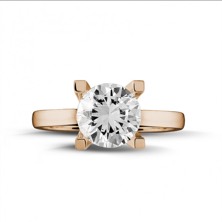 2.50 carat bague diamant solitaire en or rouge