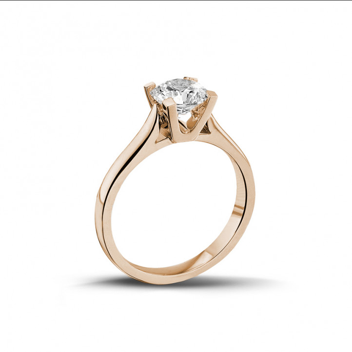 0.90 carat bague diamant solitaire en or rouge