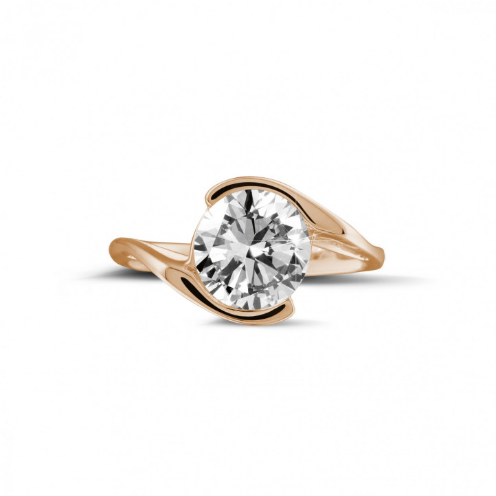 2.00 carats bague diamant solitaire en or rouge