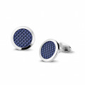 Boutons de manchette en or blanc verni bleu - clou de Paris