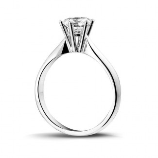 Fiançailles - 1.00 carat bague solitaire diamant en or blanc