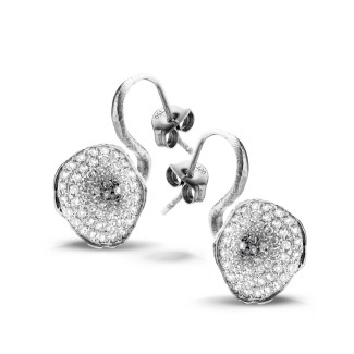 Boucles d'oreilles - 0.76 carat boucles d’oreilles design en or blanc et diamants