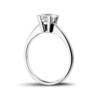 Fiançailles - 1.00 carat bague solitaire en or blanc avec diamant princesse