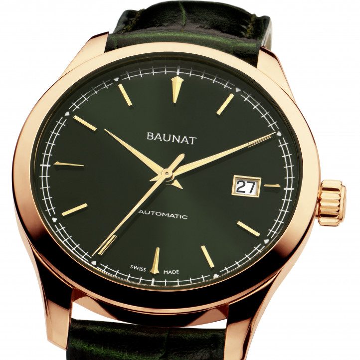 Montre Jura Valley en or rouge 18 ct et bracelet cuir BAUNAT