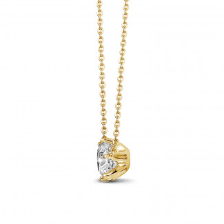 Colliers - 1.00 carat pendentif solitaire en or jaune avec diamant rond