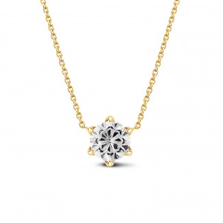 Colliers - 1.00 carat pendentif solitaire en or jaune avec diamant rond