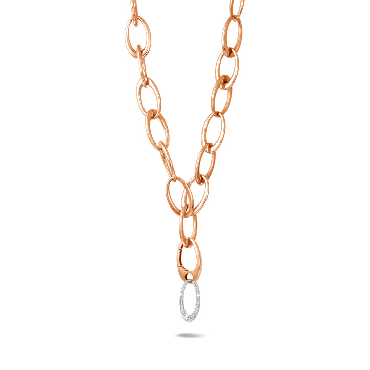 Collier chaîne classique en or rouge avec pendentif en diamant de 1.70 carat