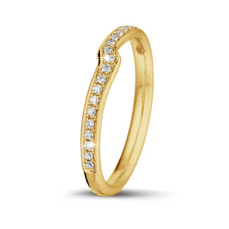 Mariage - 0.20 carat alliance courbe (demi-tour) en or jaune et diamants