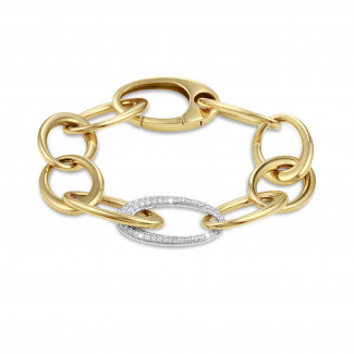 Bracelets - Bracelet chaîne maillons BAUNAT diamants 1.70 ct et or jaune