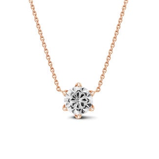 Colliers - 1.50 carat pendentif solitaire en or rouge avec diamant rond