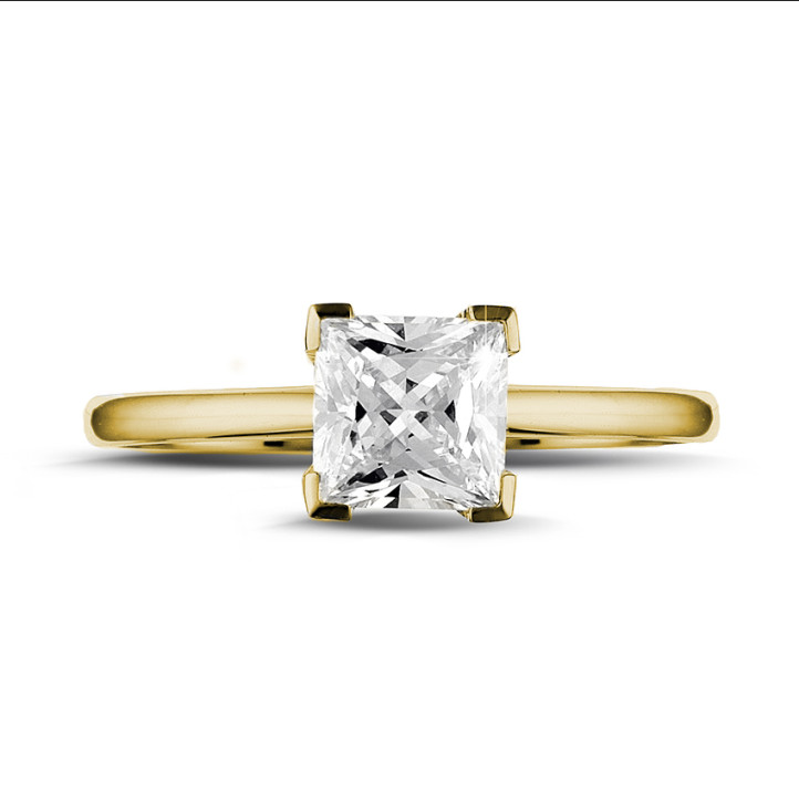 1.20 carat bague solitaire en or jaune avec diamant princesse