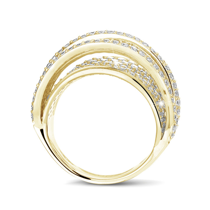 3.50 carat bague en or jaune avec diamants ronds