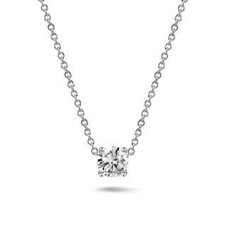 Colliers en diamants - 1.00 carat pendentif solitaire en or blanc avec diamant rond