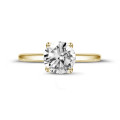 3.00 carat bague solitaire en or jaune avec diamant rond