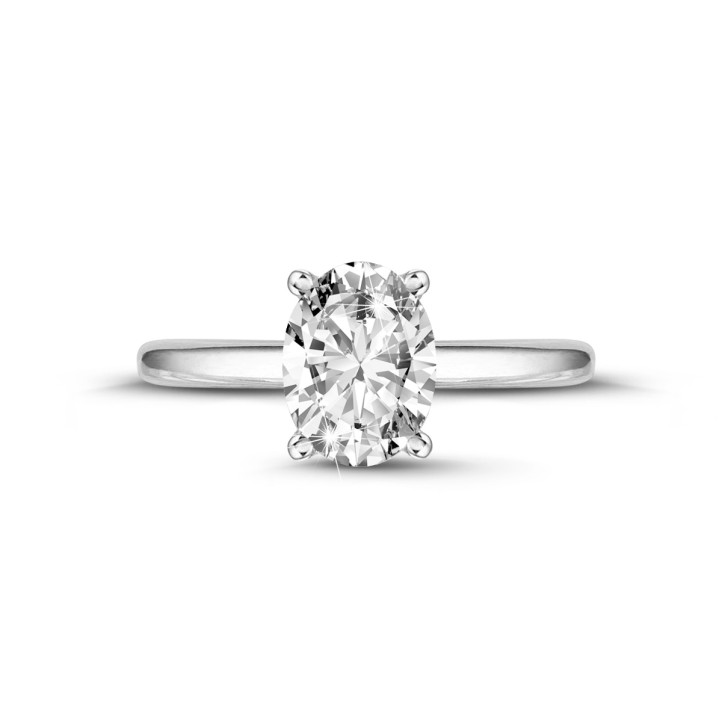Bague solitaire 2.00ct or blanc diamant ovale