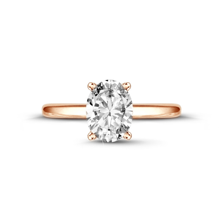 Bague solitaire 1.00ct or rouge diamant ovale