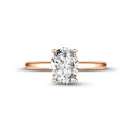 Bague solitaire 1.20ct or rouge diamant ovale