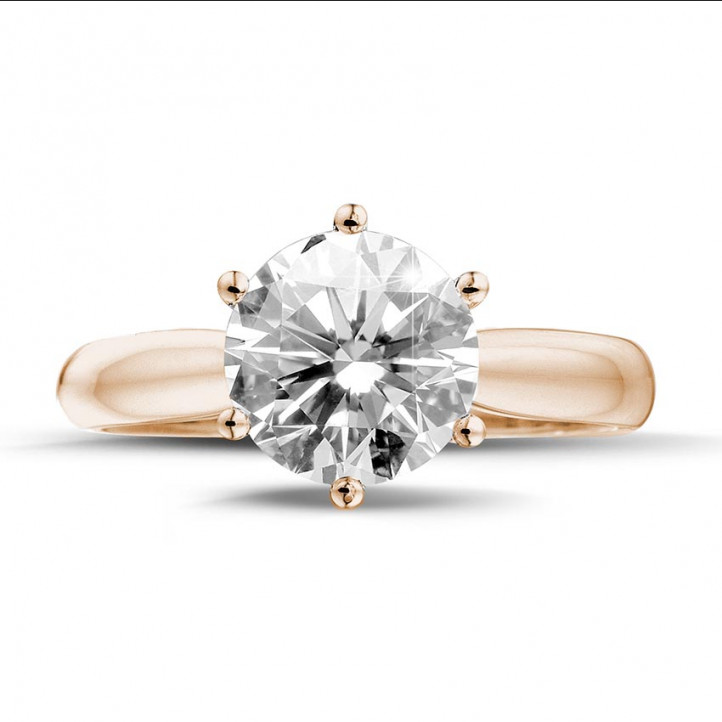 3.00 carat bague diamant solitaire en or rouge