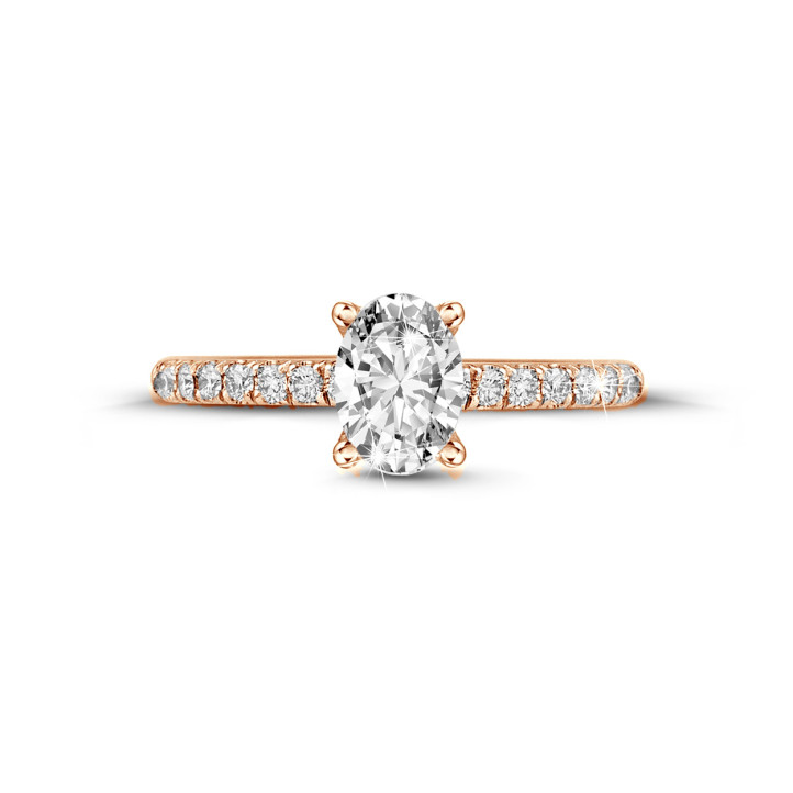 Bague solitaire 1.50ct or rouge diamant ovale
