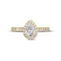 Bague solitaire 1.20ct or jaune avec diamant en forme de poire